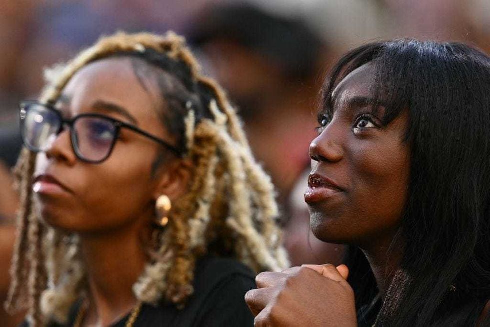 People react as U.S. Vice President Kamala Harris