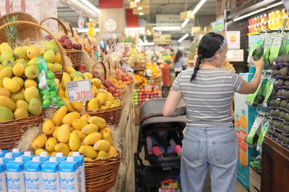 People shop at Lincoln Market on June 12, 2023 in the Prospect Lefferts Gardens neighborhood in the Brooklyn borough of New York City.