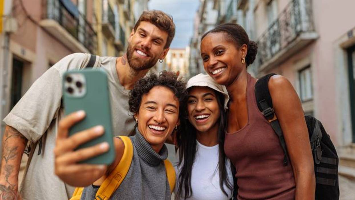 People taking selfie on vacation