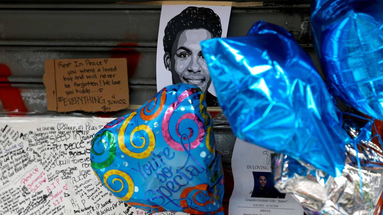 People visit murder site to mourn the death of Lesandro Guzman-Feliz in Bronx in New York, United States on June 27, 2018.
