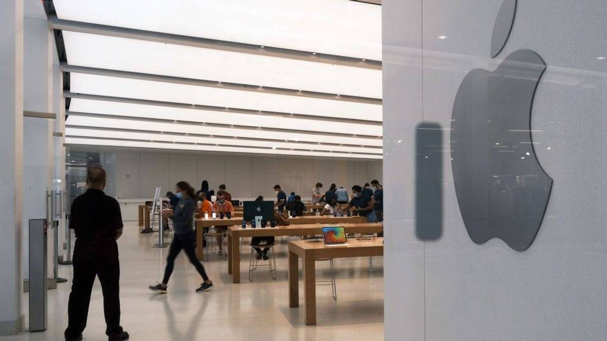 People visit the Apple store in the Oculus Mall in Manhattan on July 29, 2021 in New York City.