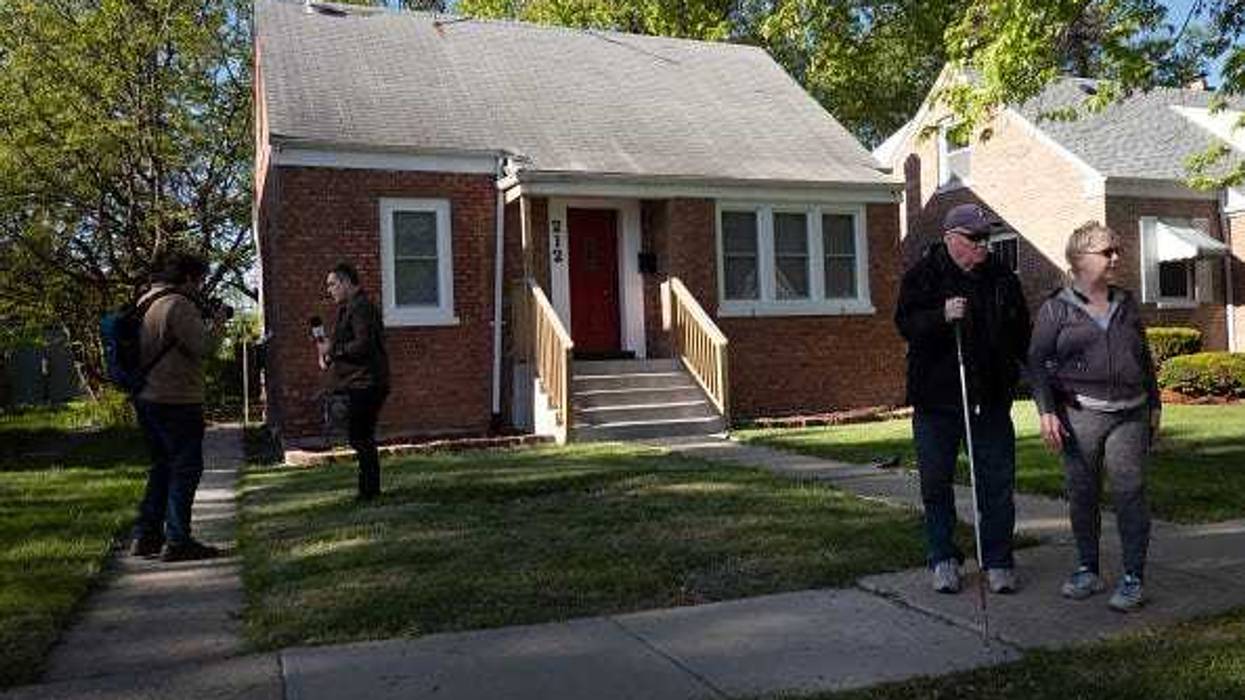 People visit the home where Cardinal Robert Prevost lived as a child on May 09, 2025 in Dolton, Illinois. Prevost, was named the first head of the Catholic Church from the United States and has taken the name Pope Leo XIV. (Photo by Scott Olson/Getty Images)