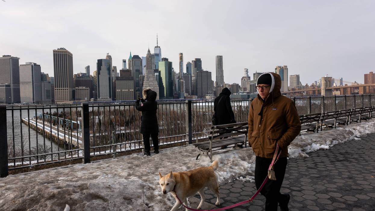 People walk along the Brooklyn promenade during last weekend's brutal cold