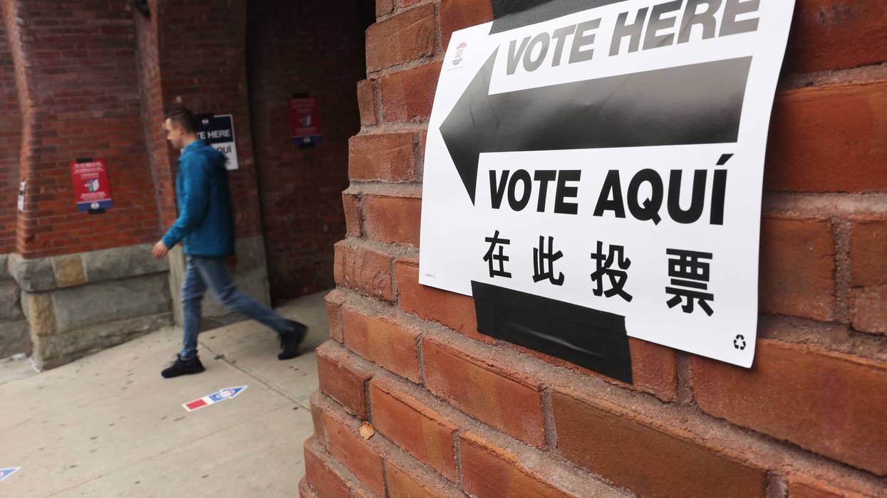 People walk out of a Brooklyn polling precinct at a YMCA where a variety of races and ballot questions in general elections are being held across the state on Nov. 07, 2023 in New York City.