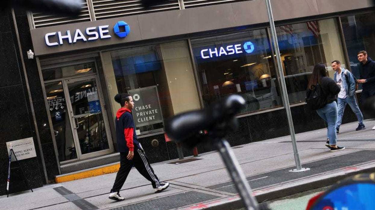 People walk past a Chase Bank on Broadway on Oct.14, 2022, in New York City.