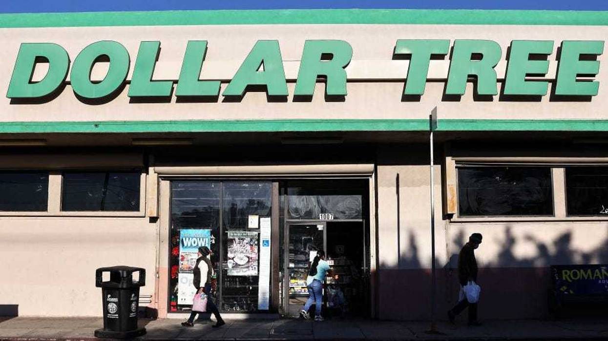 People walk past a Dollar Tree store on November 23, 2021 in Los Angeles, California.
