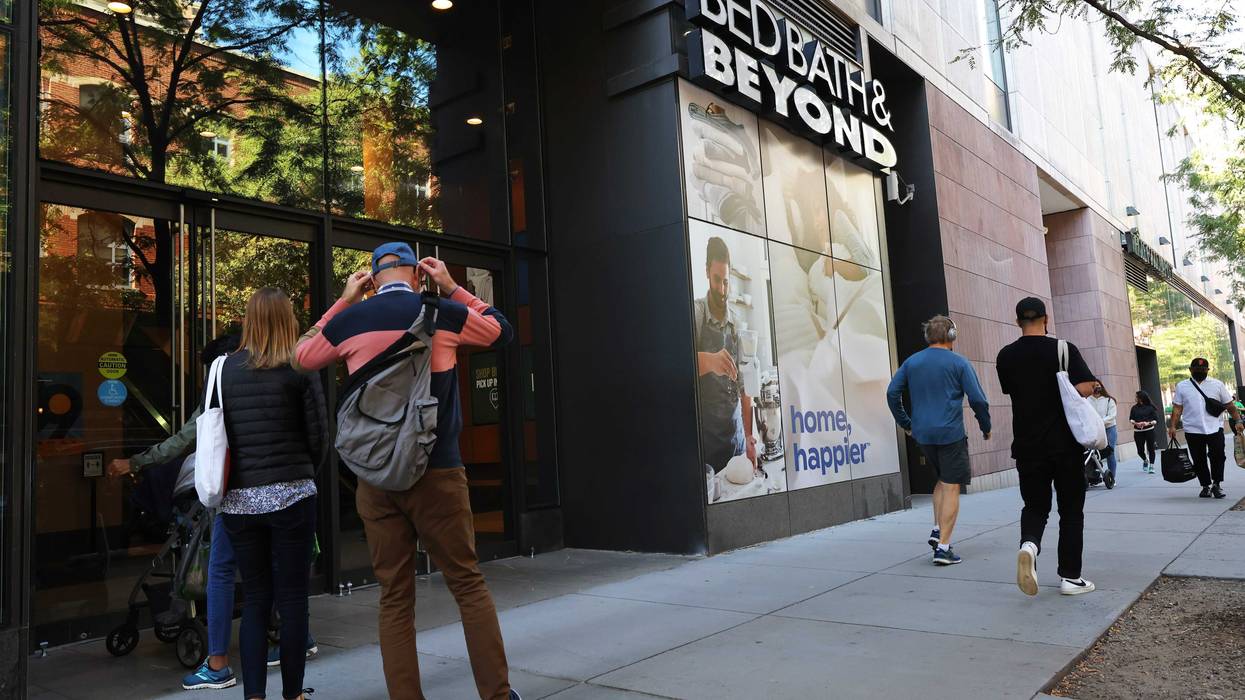 People walk past the Bed Bath & Beyond store in Tribeca, which is among the locations closing