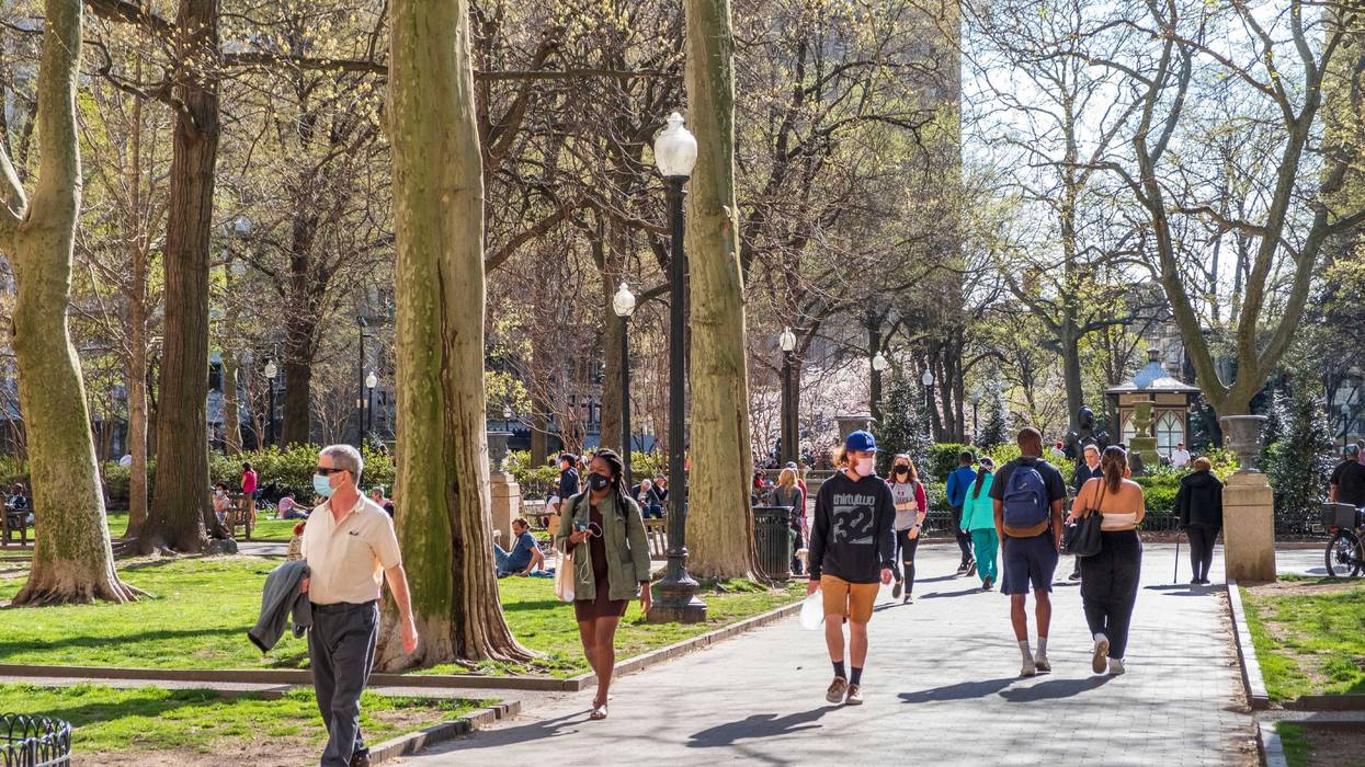 People walking through Rittenhouse Square