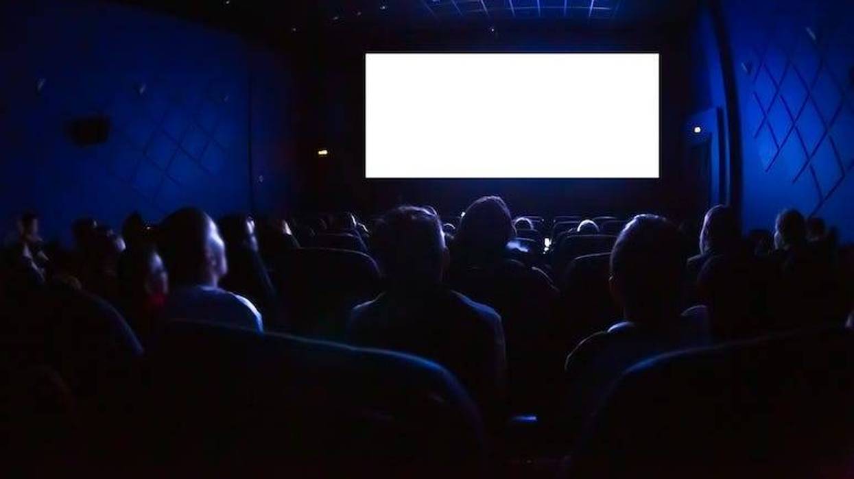 People, Watching Movie, Cinema, Theater, White Screen
