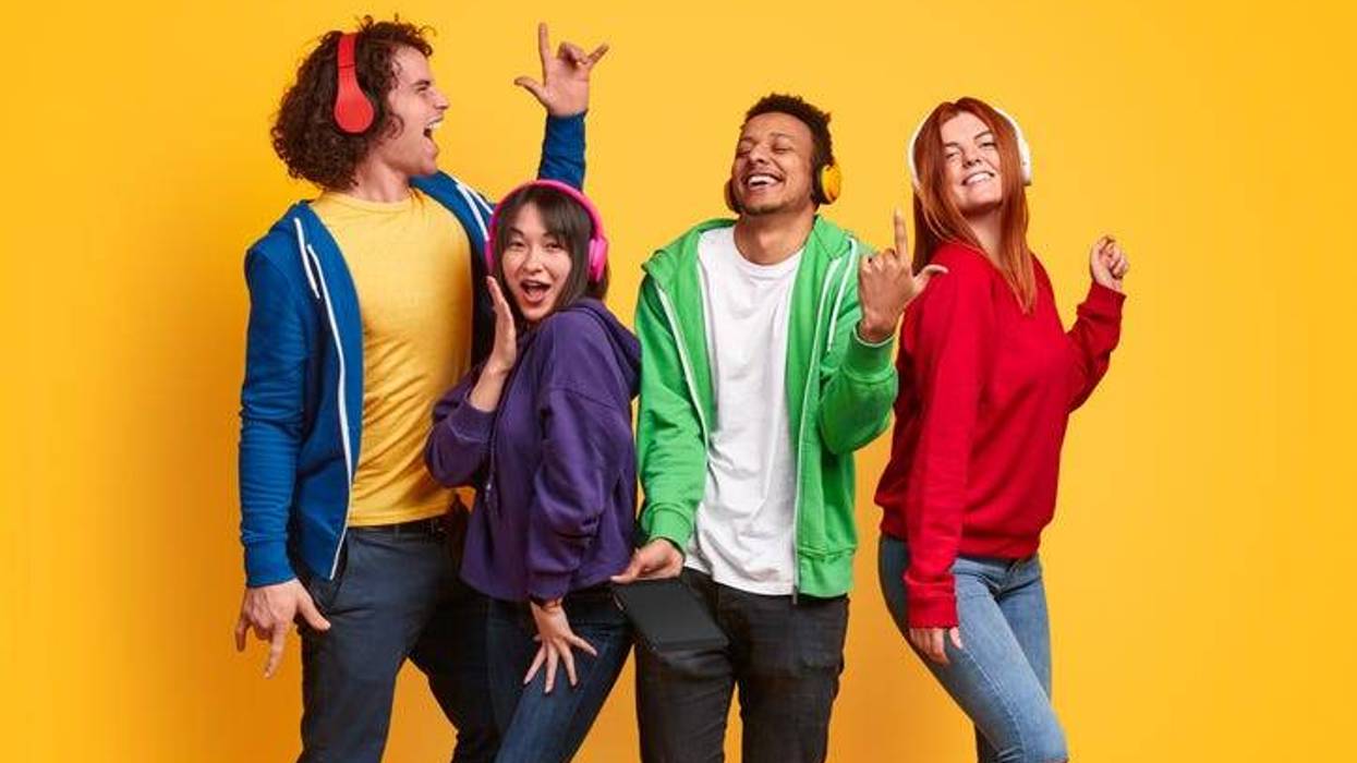 People wearing headphones