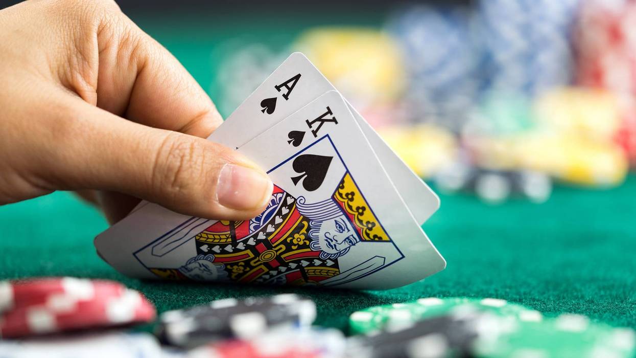 Person playing blackjack