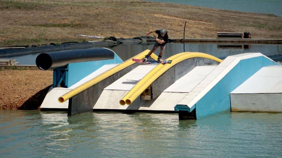 Person Wakeboarding On Ramp