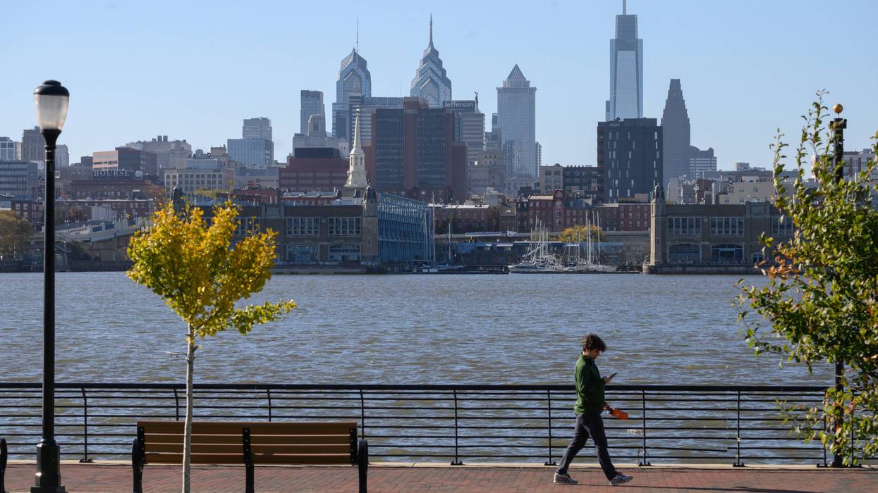 Person walking in Camden, New Jersey.