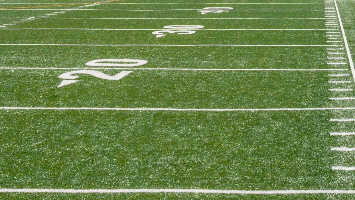 perspective view of marker lines down a football field