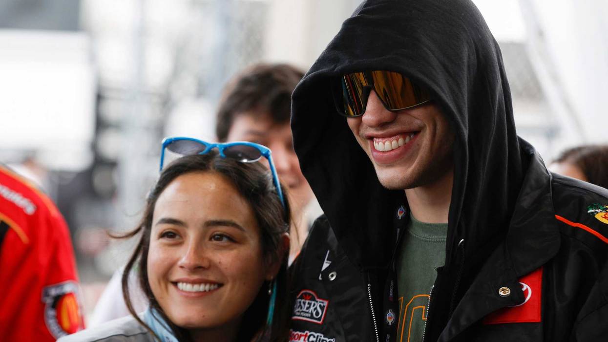 Pete Davidson and girlfriend Chase Sui attend a tour prior to the NASCAR Cup Series 65th Annual Daytona 500 at Daytona International Speedway on February 19, 2023 in Daytona Beach, Florida.
