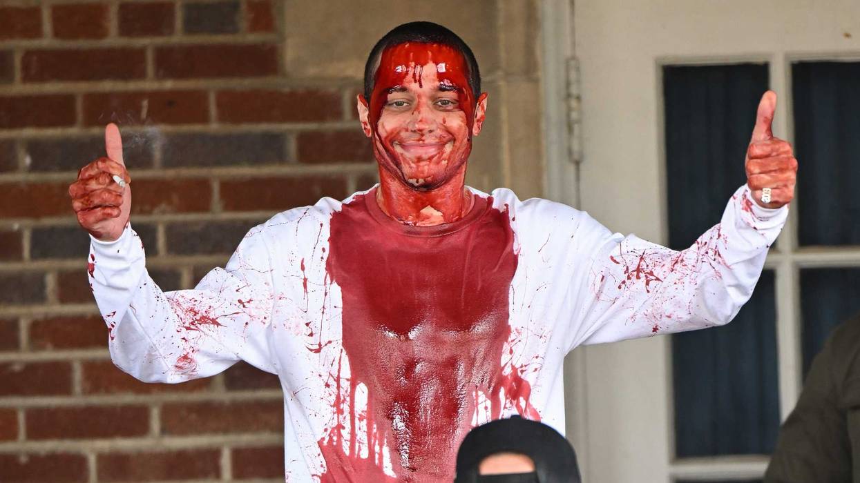 Pete Davidson is seen on the set of "The Home" on March 15, 2022 in Denville, New Jersey.