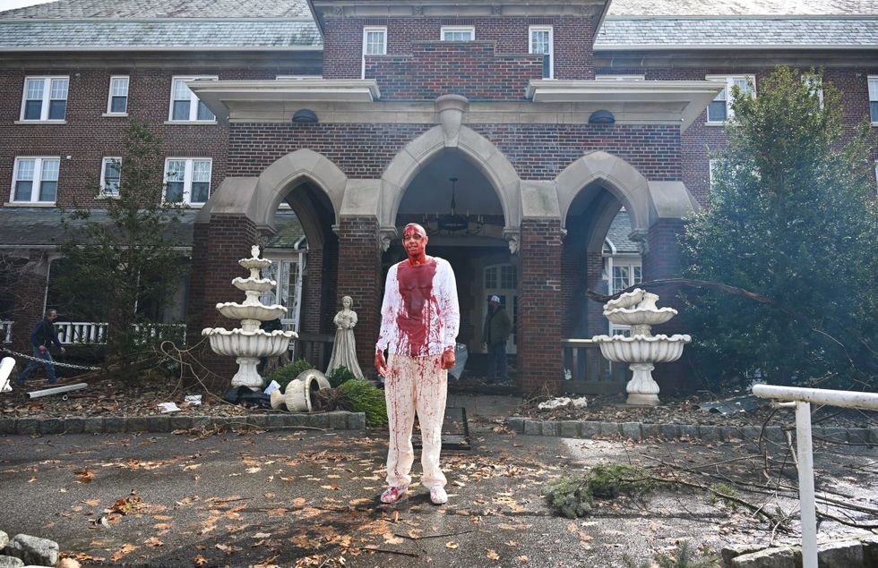 Pete Davidson is seen on the set of "The Home" on March 15, 2022 in Denville, New Jersey.