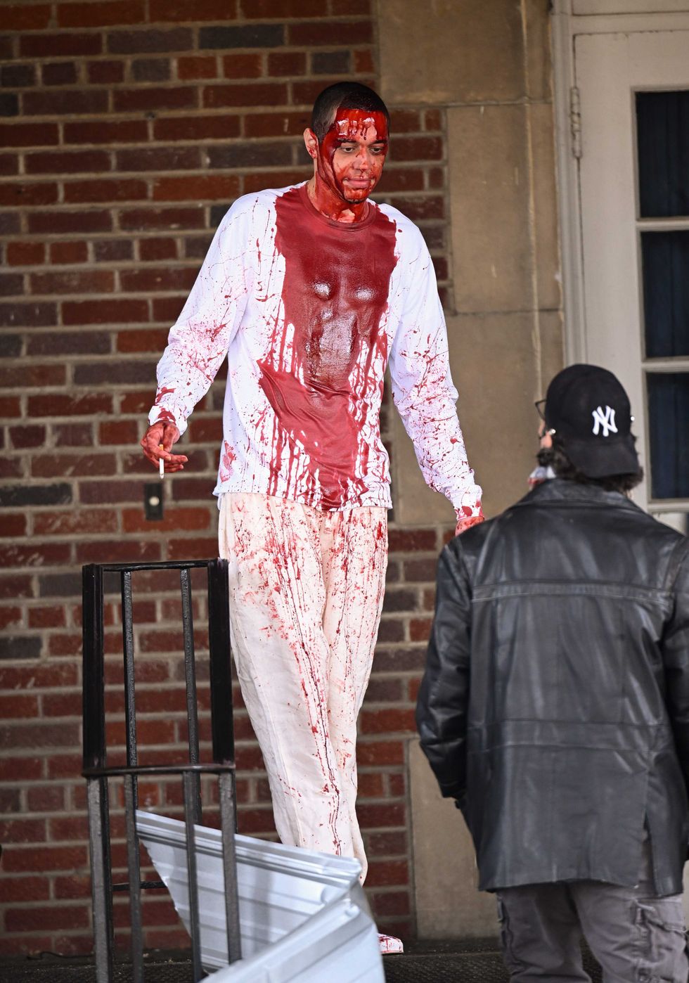 Pete Davidson is seen on the set of "The Home" on March 15, 2022 in Denville, New Jersey.