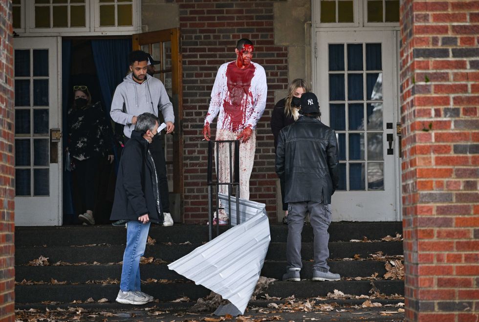 Pete Davidson is seen on the set of "The Home" on March 15, 2022 in Denville, New Jersey.