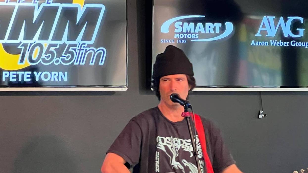 Pete Yorn with acoustic guitar in Studio M