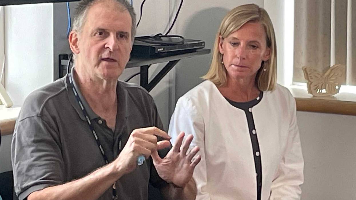 Peter Canning, RN, EMS Coordinator at UConn Health, with Maria Coutant Skinner, CEO of McCall Center for Behavioral Health in Waterbury, 8/23/22