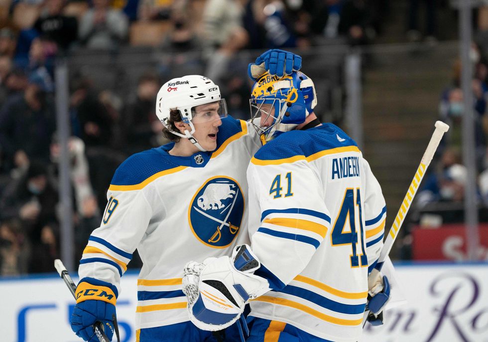 Peyton Krebs and Craig Anderson