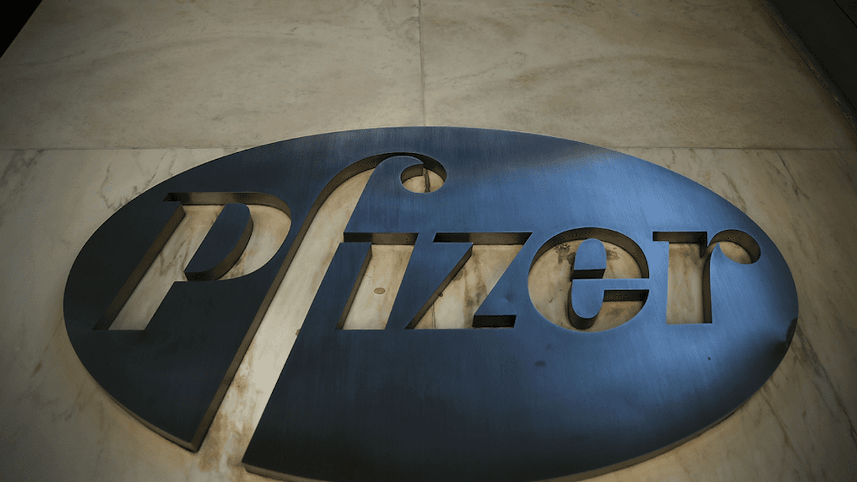 Pfizer corporate logo in NYC
