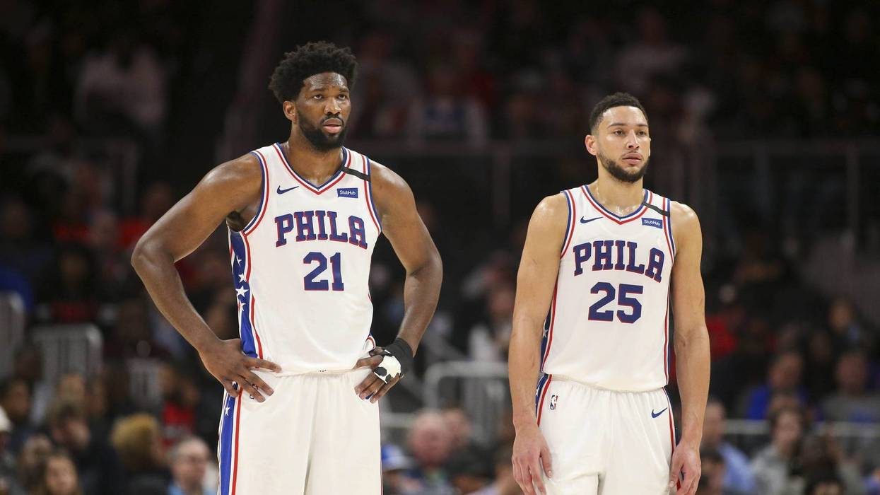 Philadelphia 76ers center Joel Embiid (21) and guard Ben Simmons (25)
