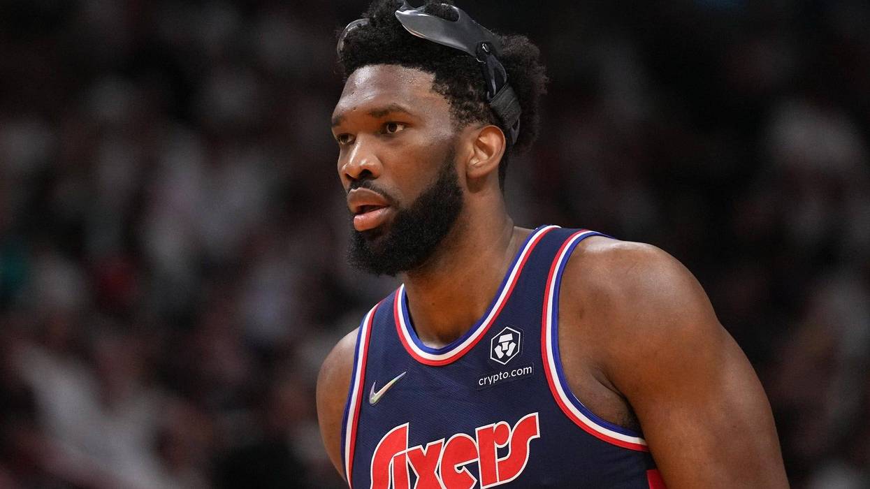 Philadelphia 76ers center Joel Embiid (21) stands on the court during the first half in Game 5 of the second round for the 2022 NBA playoffs against the Miami Heat at FTX Arena, May 10, 2022, Miami, Florida.