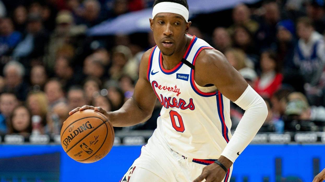 Philadelphia 76ers guard Josh Richardson (0) dribbles the ball against the New York Knicks during the third quarter at Wells Fargo Center.