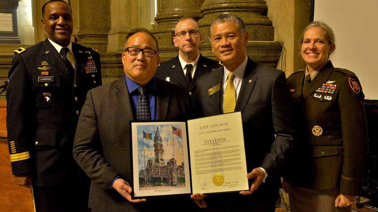 Philadelphia City Councilman David Oh presents a proclamation during the first ever U.S. Army Week-Philadelphia event.