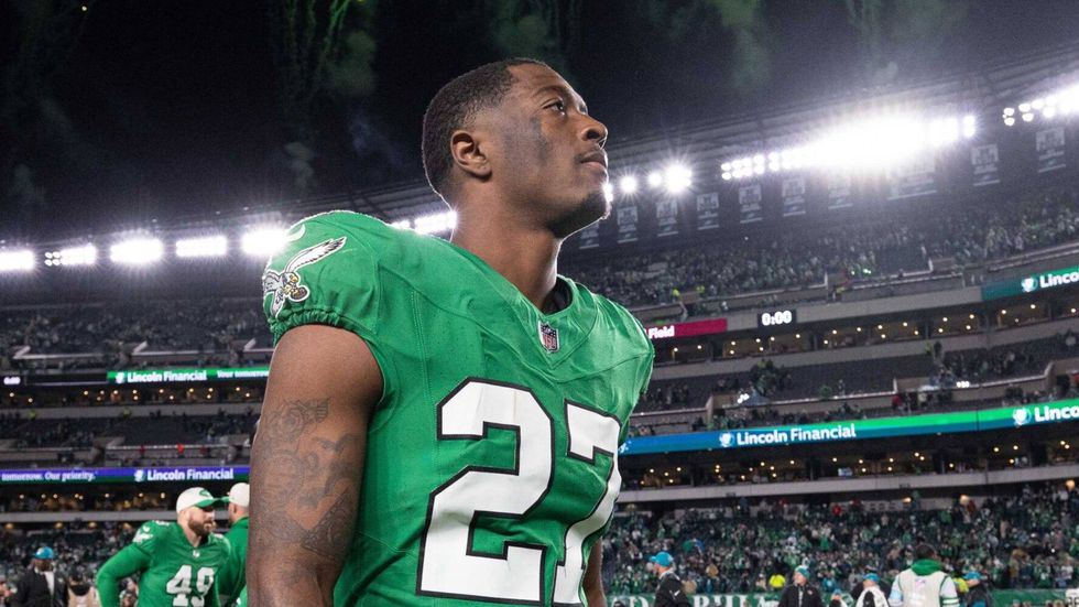 Philadelphia Eagles cornerback Quinyon Mitchell walks off the field after a victory against the Jacksonville Jaguars at Lincoln Financial Field.