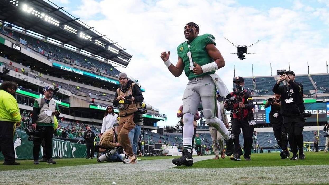 Philadelphia Eagles quarterback Jalen Hurts leaves the field after an NFL football game against the New York Giants on Sunday, Oct. 26, 2025, in Philadelphia.