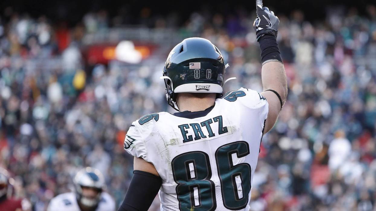 Philadelphia Eagles tight end Zach Ertz (86) celebrates after scoring a touchdown against the Washington Redskins in the fourth quarter at FedExField.