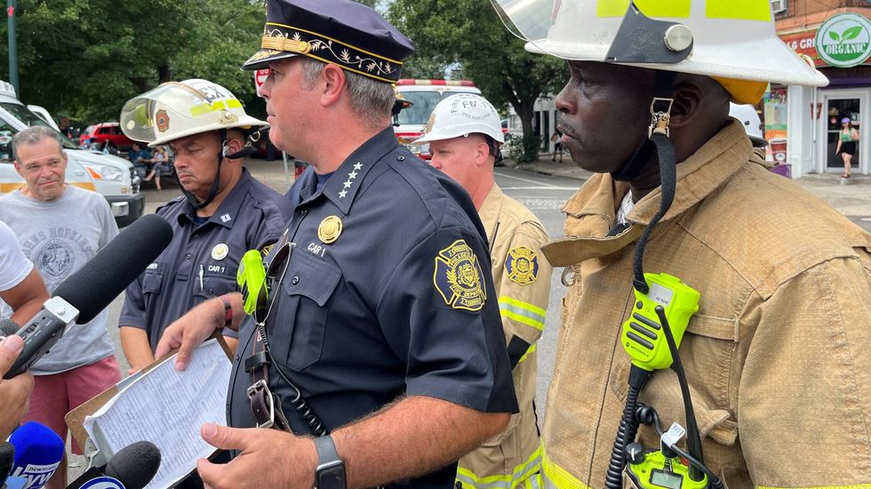 Philadelphia Fire Commissioner Adam Thiel with other fire officials.