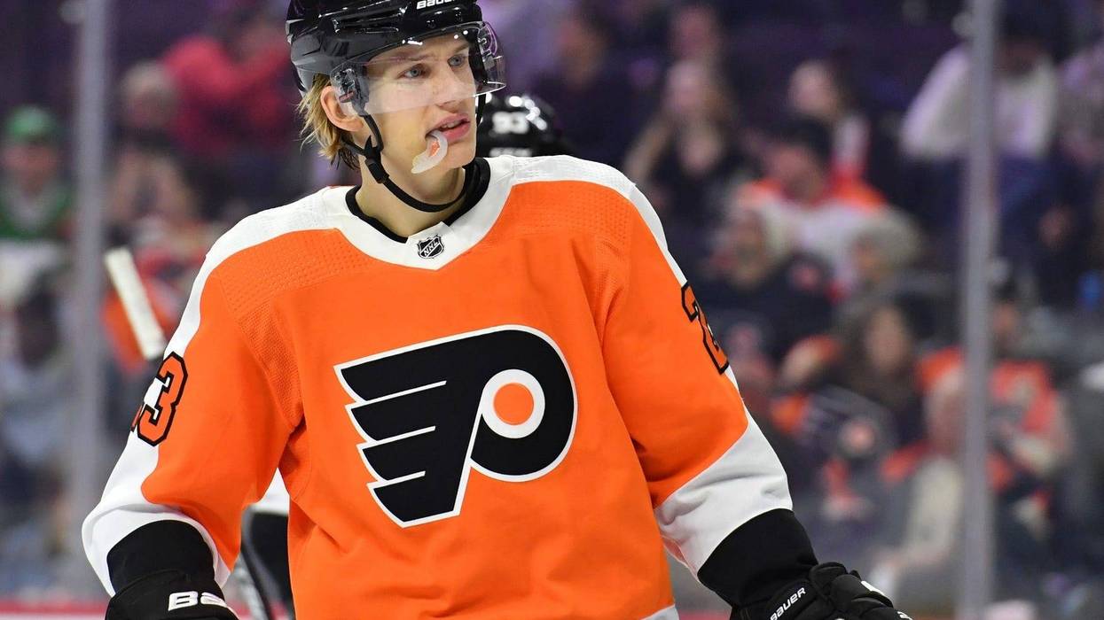 Philadelphia Flyers left wing Oskar Lindblom in 2019