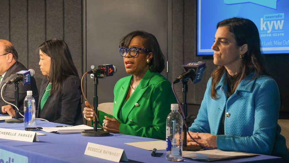 Philadelphia mayoral candidates from left to right: Helen Gym, Cherelle Parker and Rebecca Rhynhart.
