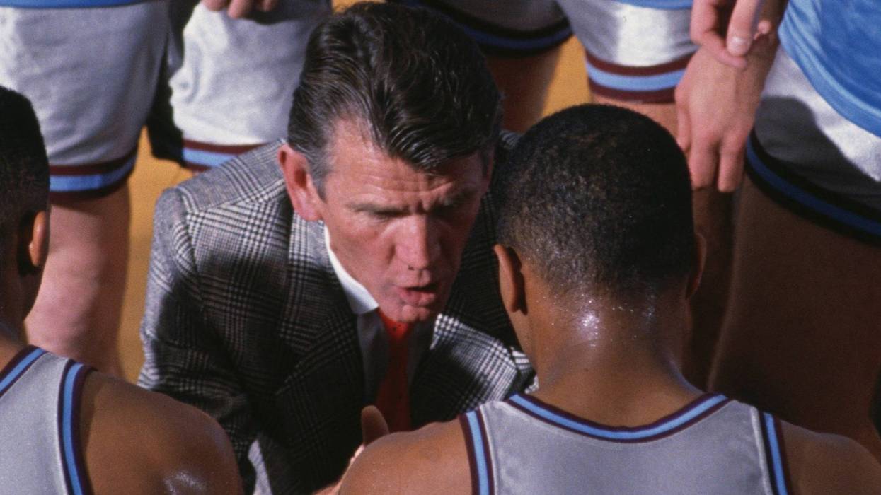 Philadelphia native and former La Salle, Saint Joseph's and L.A. Lakers coach Paul Westhead leading the Loyola Marymount men's basketball team during a game in 1989.