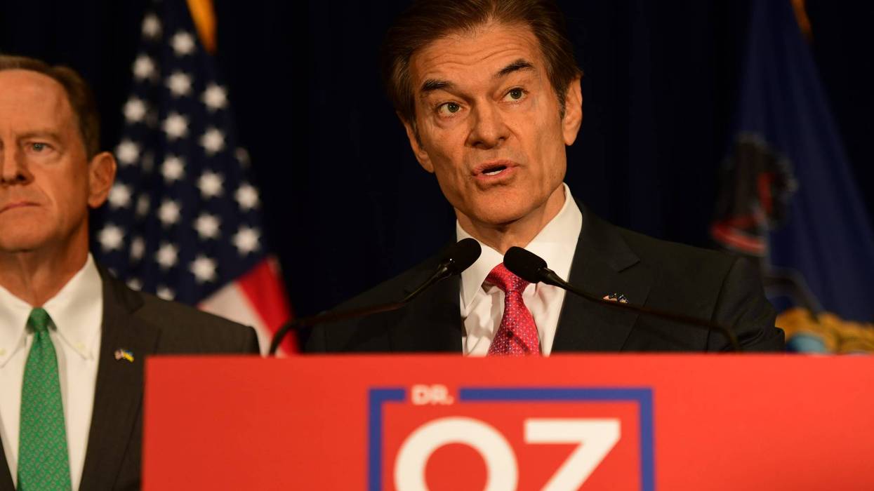 PHILADELPHIA, PA - SEPTEMBER 06: Republican U.S. Senate candidate Dr. Mehmet Oz (C) holds a press conference with U.S. Sen. Pat Toomey (R-PA) on September 6, 2022 in Philadelphia, Pennsylvania. In the November general election, Oz faces Democratic Pennsylvania Senate nominee John Fetterman.