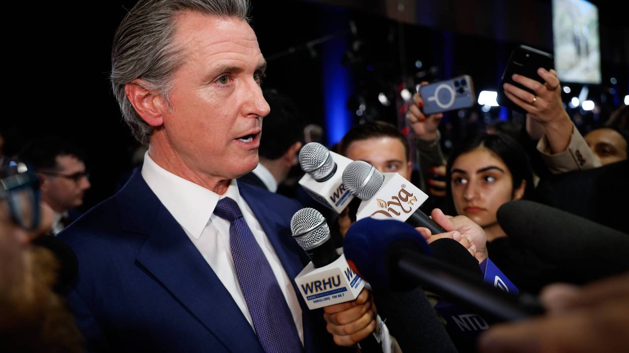 PHILADELPHIA, PENNSYLVANIA - SEPTEMBER 10: Governor of California Gavin Newsom speaks to reporters in the spin room following the presidential debate between Republican presidential nominee, former U.S. President Donald Trump and Democratic presidential nominee, U.S. Vice President Kamala Harris at The National Constitution Center on September 10, 2024 in Philadelphia, Pennsylvania. After earning the Democratic Party nomination following President Joe Biden's decision to leave the race, Harris faced off with Trump in what may be the only debate of the 2024 race for the White House.