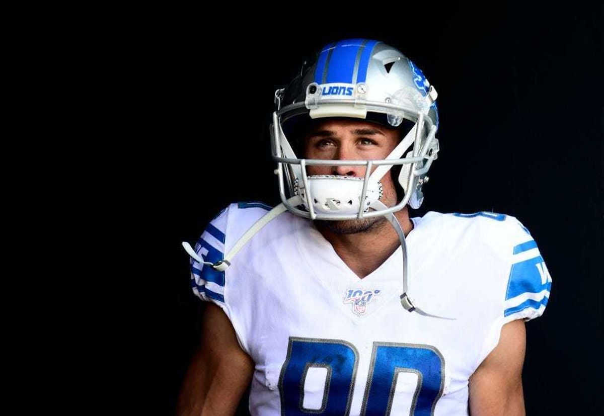 PHILADELPHIA, PENNSYLVANIA - SEPTEMBER 22: Danny Amendola #80 of the Detroit Lions stands in the tunnel prior to their game against the Philadelphia Eagles at Lincoln Financial Field on September 22, 2019 in Philadelphia, Pennsylvania. (Photo by Emilee Ch