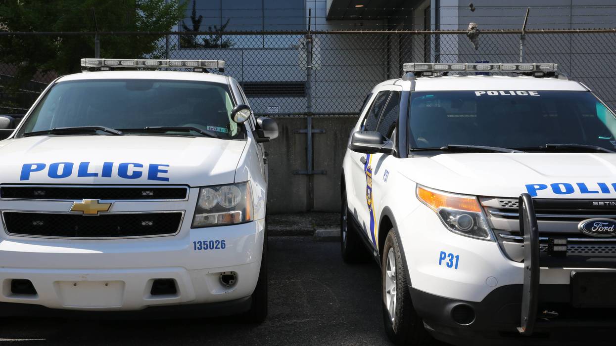Philadelphia police cars parked at headquarters