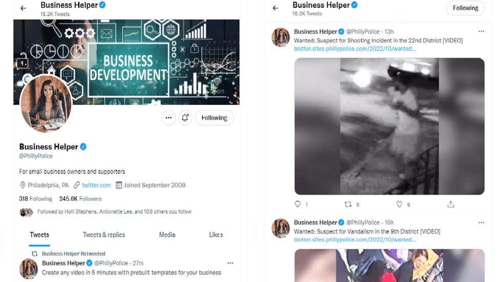 Philadelphia Police Department Twitter hack