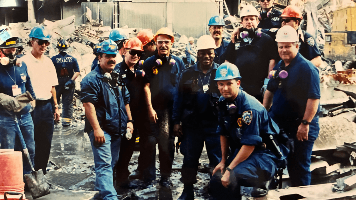 Philadelphia police officers at Ground Zero in the aftermath of the 9/11 terrorist attacks.