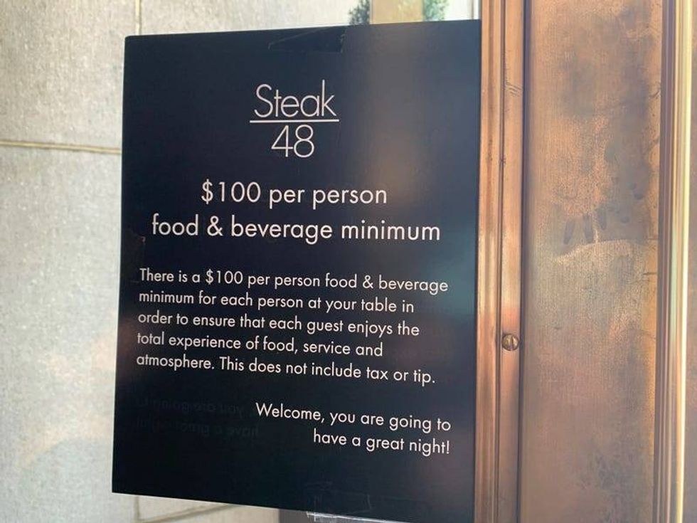 Philadelphians grill steakhouse for its minimum $100 per person policy