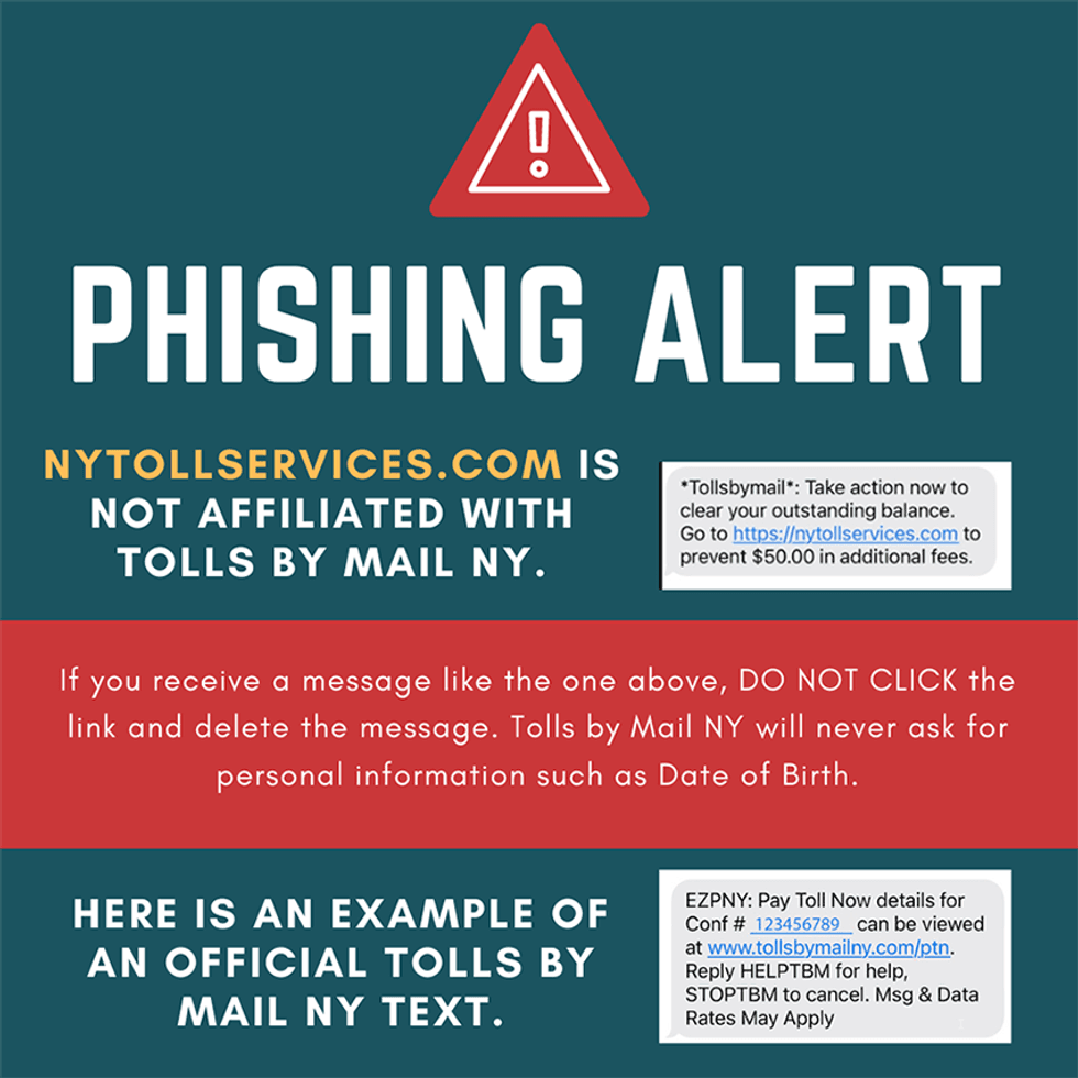 Phishing alert from NYSTA on EZ Pass