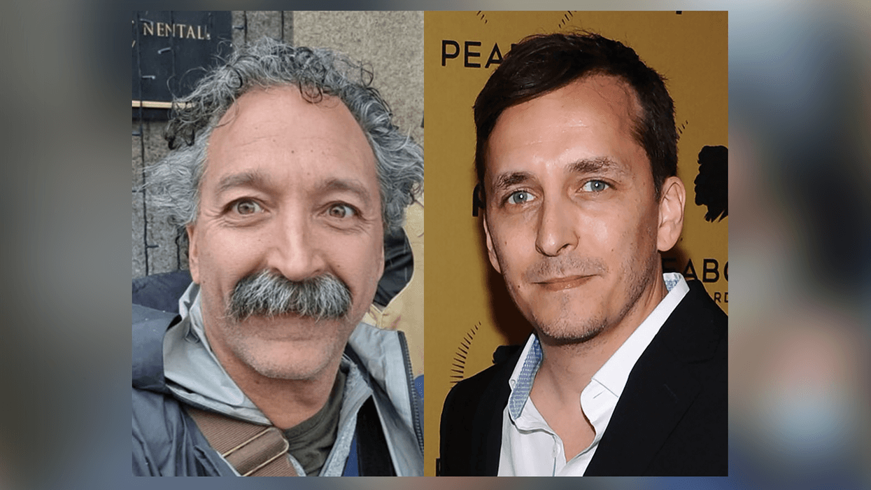 Photo of Pierre Zakrzewski (left) alongside Brent Renaud (right). The selfie photo of Zakrzewski is undated, but shows him in Kyiv. He was killed March 14, 2021 when the vehicle he was traveling in was struck by oncoming fire. Renaud was killed March 13, 2021 when Russian forces opened fire on his vehicle.