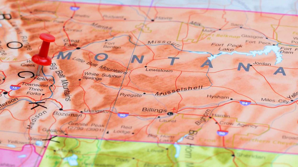 Photo of pinned Helena on a map of USA. May be used as illustration for traveling theme.