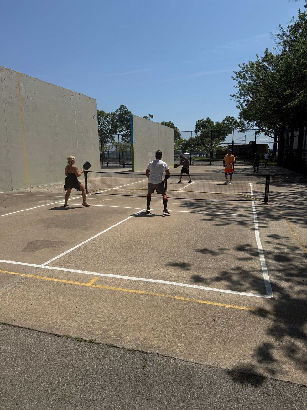 photo of the temporary courts at Orchard Beach