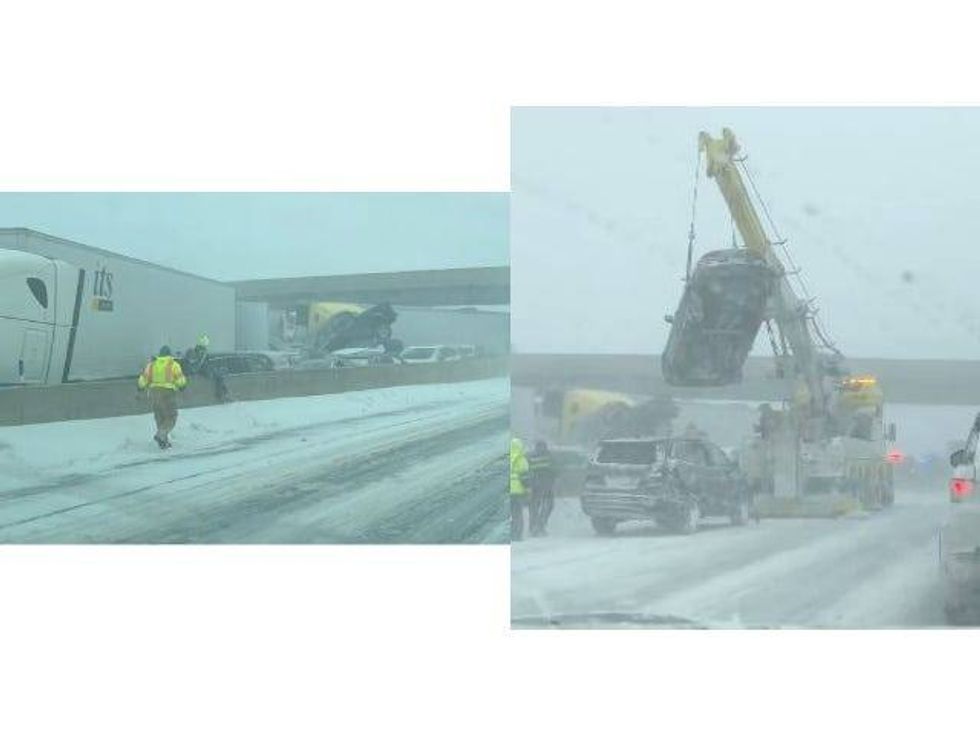 Photos from drivers on the Ohio Turnpike showing a 46-car pile up and cleanup efforts